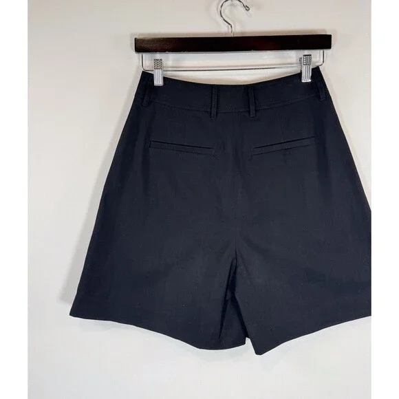 NWT Rebecca Taylor Women Shorts Black Hi Rise Pleated Lightweight Stretch Size 2